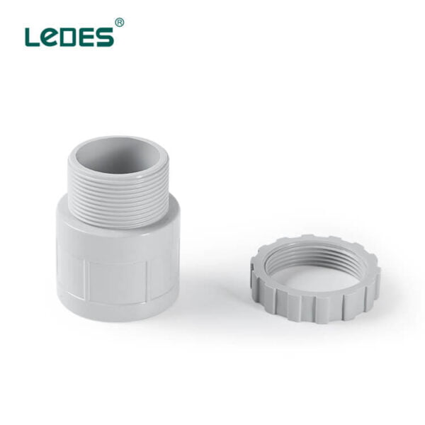 Ledes PVC Adaptor with Lock Nut Electrical Accessories Grey
