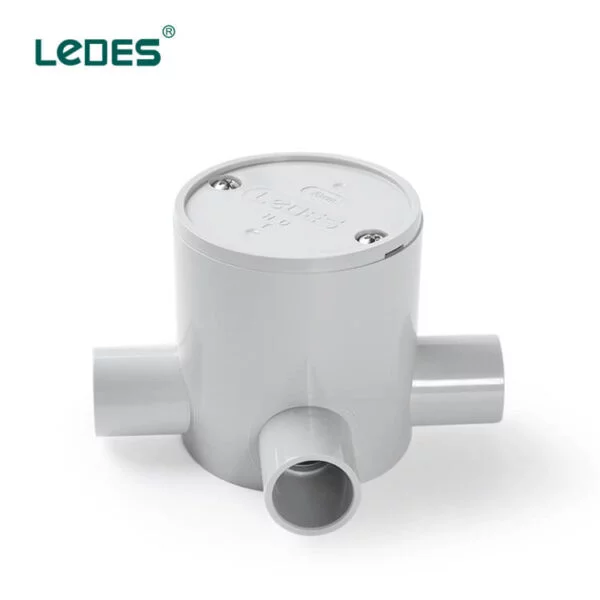 Ledes Round Electrical Box Outdoor Pvc Joint Boxes 3 Way Deep