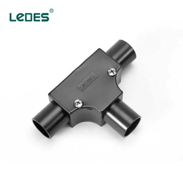 Ledes Black Conduit Tee Iec Asnzs Certified Plastic Lsoh Fittings Manufacturer Brand Factory Supplier Wholesale Distributor Bulk Price List in Peru Chile Sri Lanka New Zealand Australian Malta