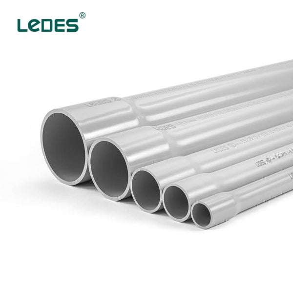 Tubo de conducto eléctrico de PVC Ledes Schedule 40, tubo Sch 40 con certificación UL, 10 pies, gris