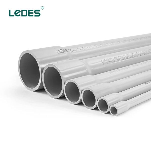 Ledes Schedule 80 PVC Electrical Conduit Sch 80 Rigid Pipe Plastic ENT Tubing 10ft - Gray