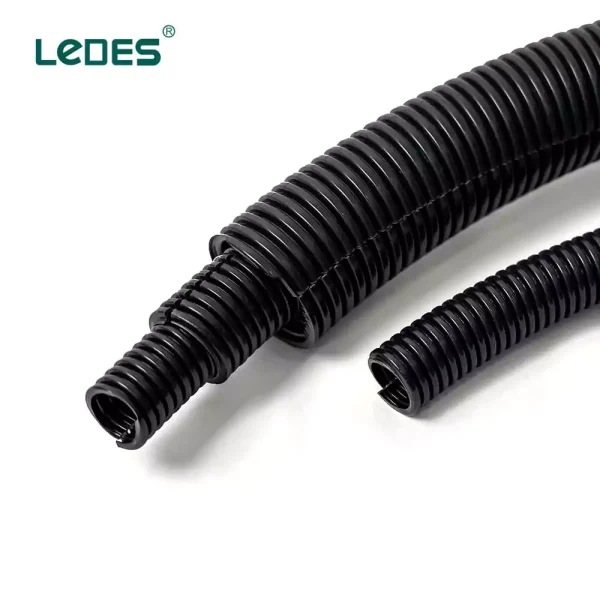 Ledes Solar Split Flexible Conduit Electrical PVC Corrugated Conduit Pipe Plastic ENT Tubing for Cable Wire Black