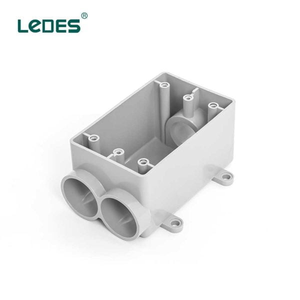 Ledes 1 Gang Outlet Box Cajas eléctricas de PVC Fabricante de accesorios para conductos de 3 vías